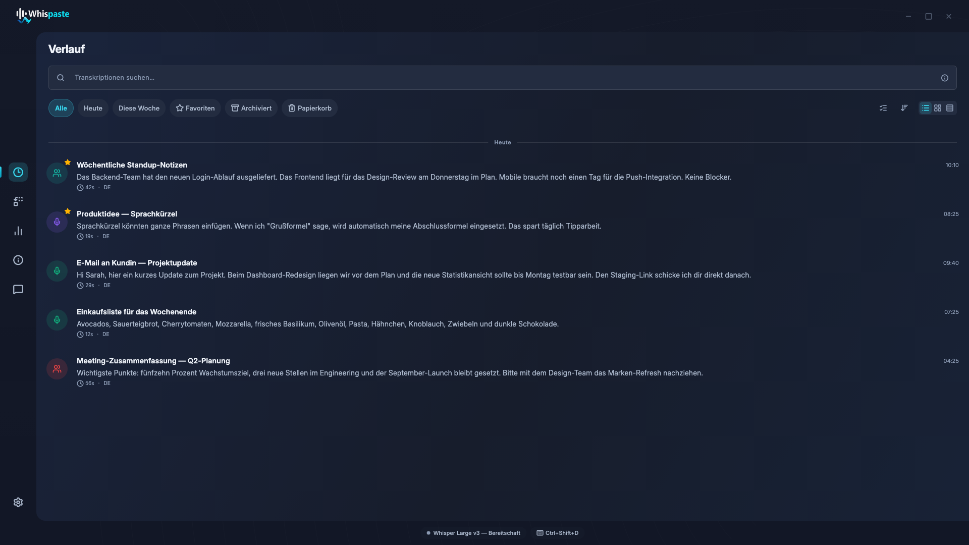 Your transcripts at a glance