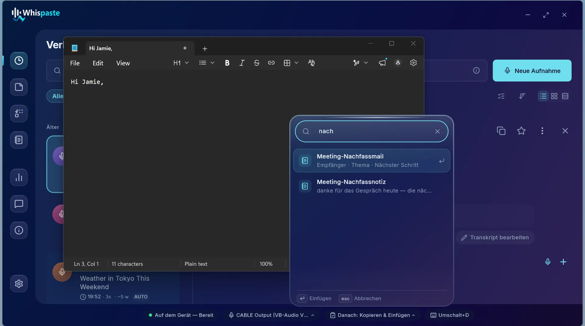 Search and insert snippets right at your cursor