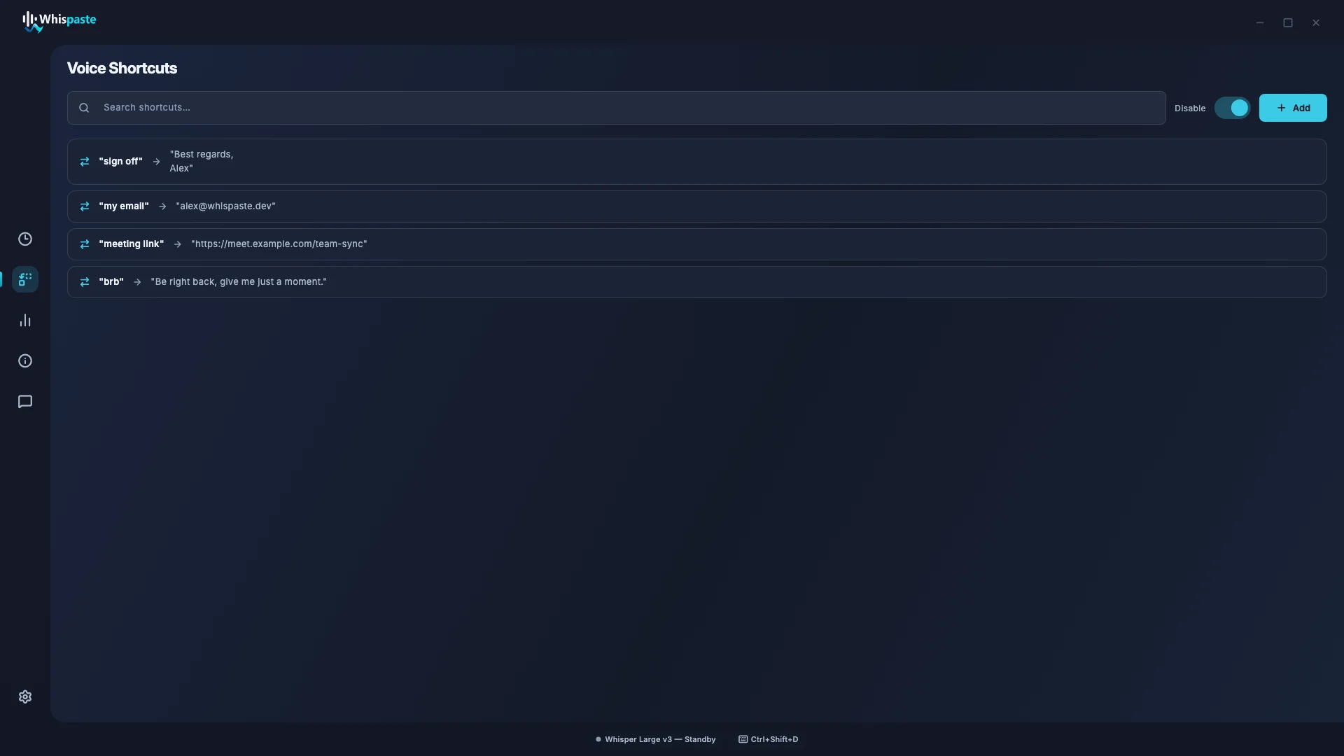 Voice Snippets that save keystrokes